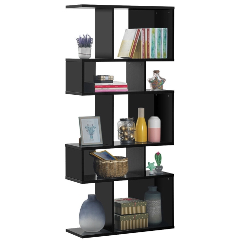 GYMAX  5 Cubes Ladder Shelf Freestanding Corner Bookshelf Display Rack Bookcase