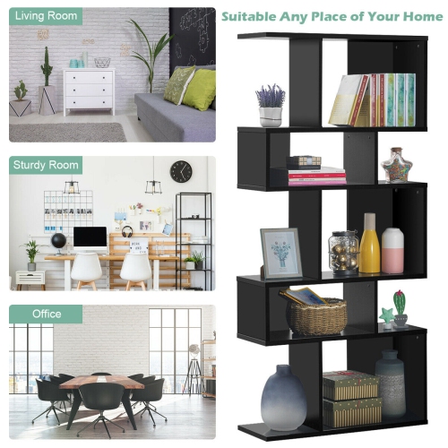 Gymax 5 Cubes Ladder Shelf Freestanding Corner Bookshelf Display Rack Bookcase