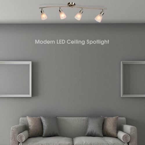 Gymax Rotatable 4-Light Track Light Glass Shade Chandelier Spotlight