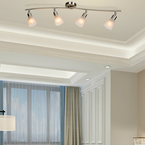 Gymax Rotatable 4-Light Track Light Glass Shade Chandelier Spotlight