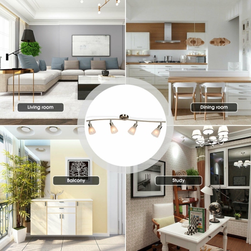 Gymax Rotatable 4-Light Track Light Glass Shade Chandelier Spotlight