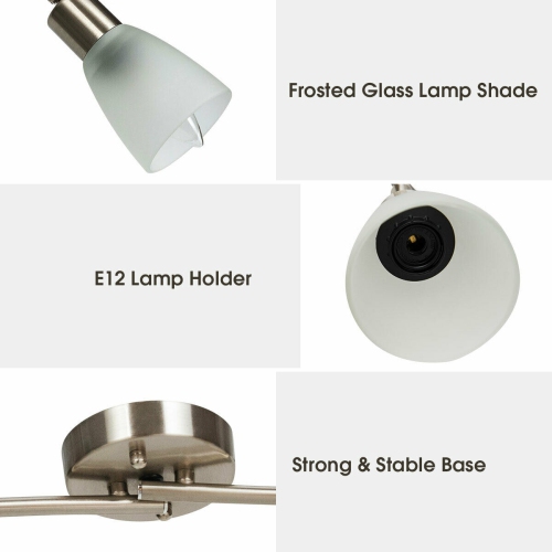 Gymax Rotatable 4-Light Track Light Glass Shade Chandelier Spotlight