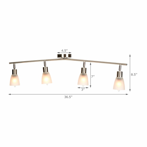 Gymax Rotatable 4-Light Track Light Glass Shade Chandelier Spotlight