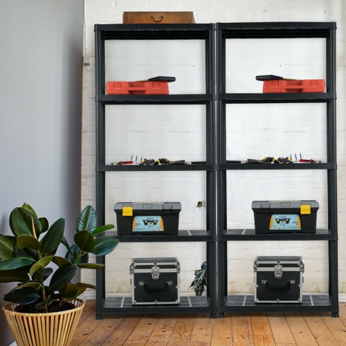 Gymax 2 PCS 5-Tier Ventilated Shelving Storage Rack Free Standing Multi-Use Shelf Unit