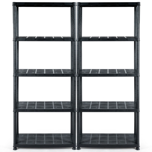 Gymax 2 PCS 5-Tier Ventilated Shelving Storage Rack Free Standing Multi-Use Shelf Unit