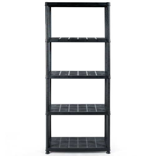 Gymax 5-Tier Storage Shelving Freestanding Heavy Duty Rack Black
