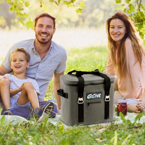 Gymax Insulated Lunch Box Lunch Bag 24-Can Soft Cooler Bag Water-Resistant Leakproof