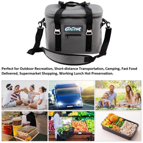 Gymax Insulated Lunch Box Lunch Bag 24-Can Soft Cooler Bag Water-Resistant Leakproof