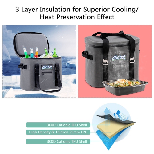 Gymax Insulated Lunch Box Lunch Bag 24-Can Soft Cooler Bag Water-Resistant Leakproof