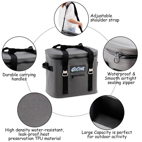 Gymax Insulated Lunch Box Lunch Bag 24-Can Soft Cooler Bag Water-Resistant Leakproof