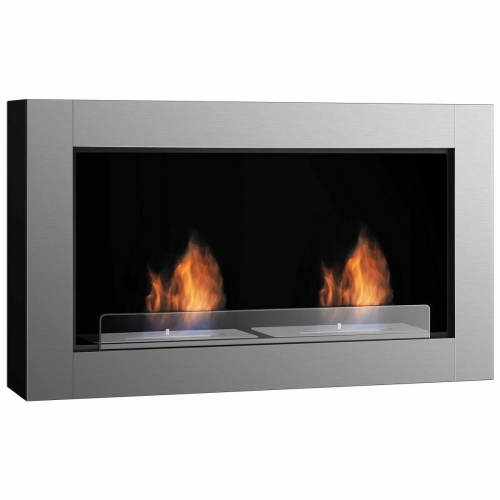 Gymax 38 Inch Wall Mounted Bio Ethanol Fireplace Ventless Dual