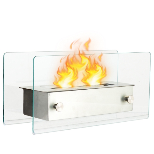 Gymax Tabletop Fireplace Portable Stainless Steel Ventless Bio