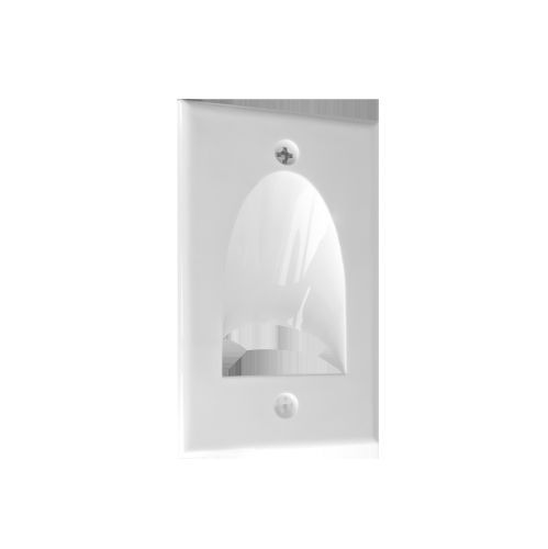 BestMounts 1-Gang Recessed Low Voltage Bulk Cable Pass Through Wall Plate – White