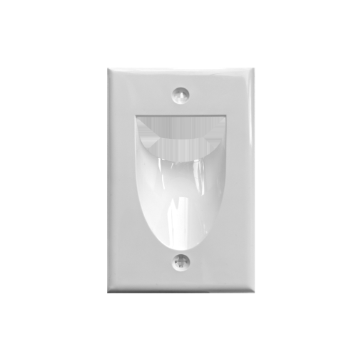 BestMounts 1-Gang Recessed Low Voltage Bulk Cable Pass Through Wall Plate – White