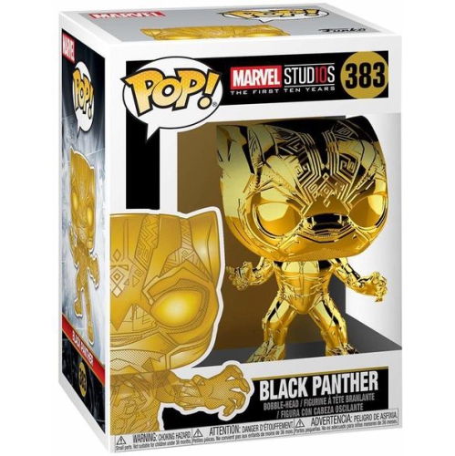 FUNKO  Pop Marvel 3.75 Inch Action Figure The First Ten Years - Gold Panther #383 In Black