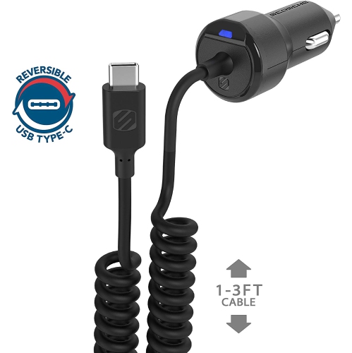 SCOSCHE CPDC83 Powervolt 18W Certified USB Fast Car Charger Power Delivery 3.0 with 3-Foot Attached Cable for Standard USB-...