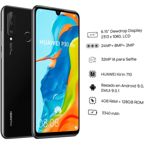 Huawei P30 Lite - Unlocked Phone - Midnight Black - Canadian Version