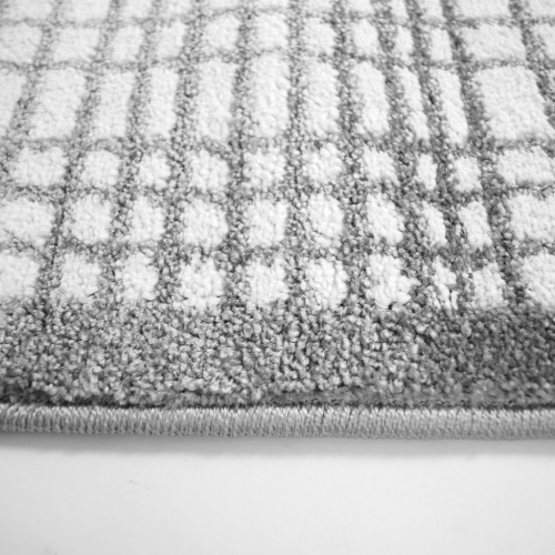 Ladole Rugs Grey Geometric Squares Turkish Machine Made Indoor Durable Area Rug Carpet, 5'2" x 7'3"