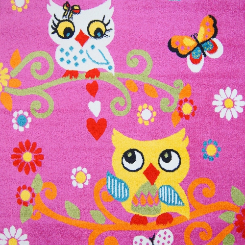 LA DOLE RUGS  Ladole Rugs Adorable Cute Durable Soft Modern Kids Area Rug Carpet With Owl Pink, 8X10 (7'8" X 10'2", 230Cm X 310Cm)