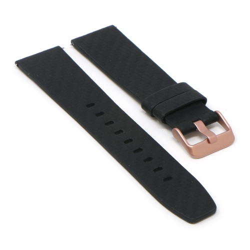 STRAPSCO  Carbon Fiber Embossed Leather Watch Band Strap for Fitbit Versa & Versa 2 - Short-Medium - (Rose Gold Buckle) In Black