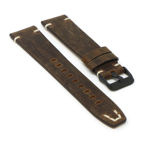 STRAPSCO  Vintage Hand-Stitched Leather Watch Band Strap for Fitbit Versa & Versa 2 - Short-Medium - In Brown