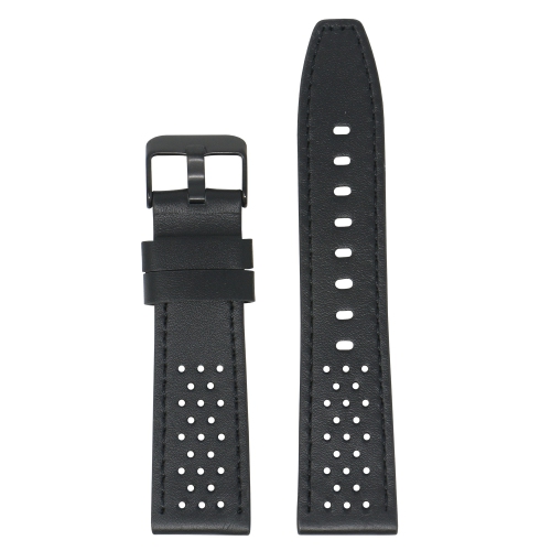 StrapsCo Perforated Leather Watch Band Strap for Fitbit Versa & Versa 2 - Medium-Long - Black