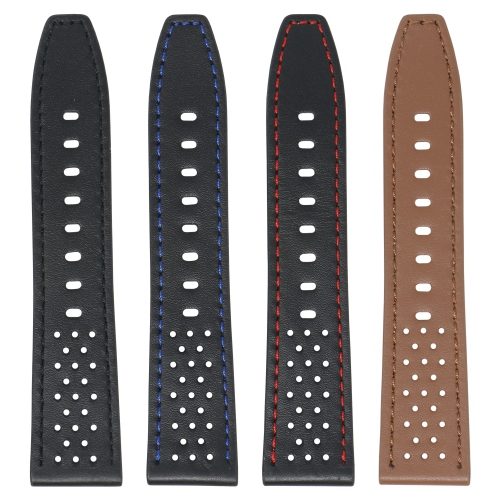 StrapsCo Perforated Leather Watch Band Strap for Fitbit Versa & Versa 2 - Medium-Long - Black