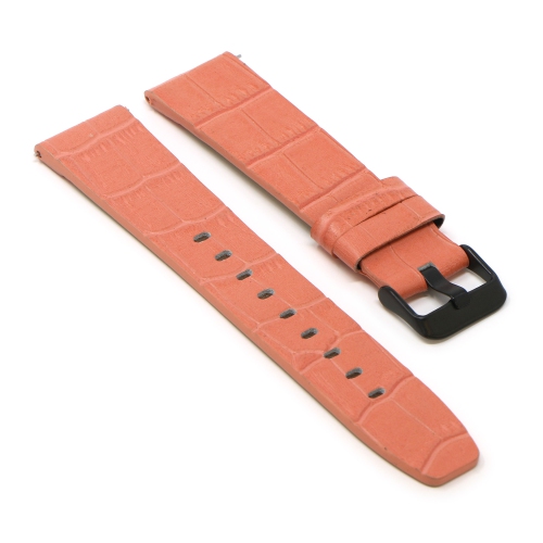 STRAPSCO  Crocodile Croc Leather Watch Band Strap for Fitbit Versa & Versa 2 - Medium-Long - (Black Buckle) In Pink