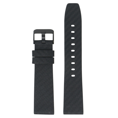 StrapsCo Carbon Fiber Embossed Leather Watch Band Strap for Fitbit Versa & Versa 2 - Short-Medium - Black