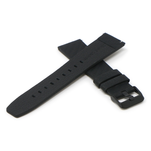 StrapsCo Carbon Fiber Embossed Leather Watch Band Strap for Fitbit Versa & Versa 2 - Short-Medium - Black