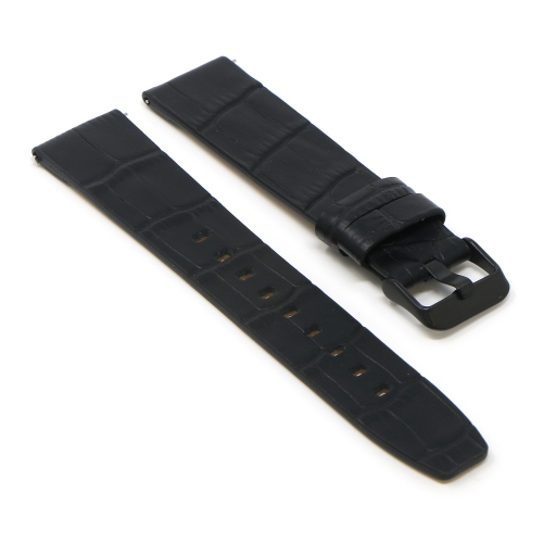 StrapsCo Crocodile Croc Leather Watch Band Strap for Fitbit Versa & Versa 2 - Short-Medium - Black