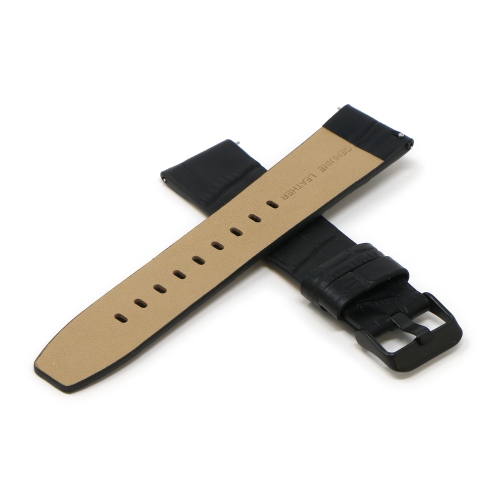 StrapsCo Crocodile Croc Leather Watch Band Strap for Fitbit Versa & Versa 2 - Short-Medium - Black