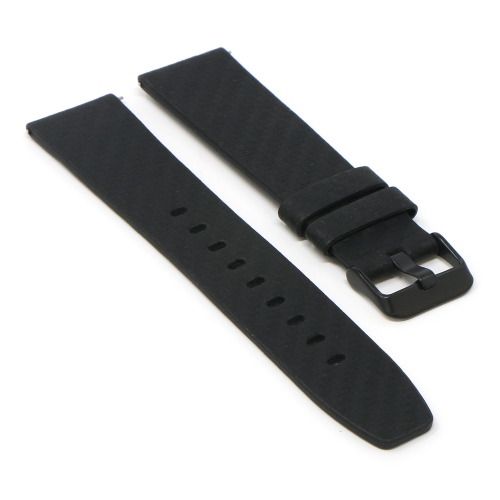 STRAPSCO  Carbon Fiber Embossed Leather Watch Band Strap for Fitbit Versa & Versa 2 - Medium-Long - ( Buckle) In Black