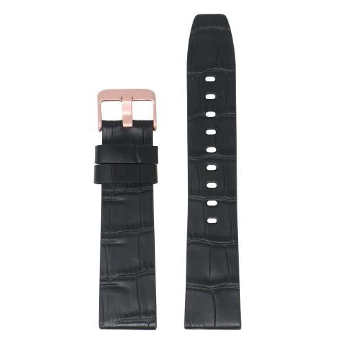 StrapsCo Crocodile Croc Leather Watch Band Strap for Fitbit Versa & Versa 2 - Short-Medium - Black