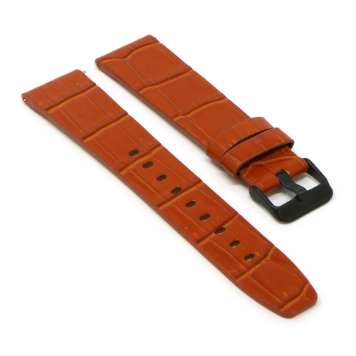 StrapsCo Crocodile Croc Leather Watch Band Strap for Fitbit Versa & Versa 2 - Medium-Long - Tan