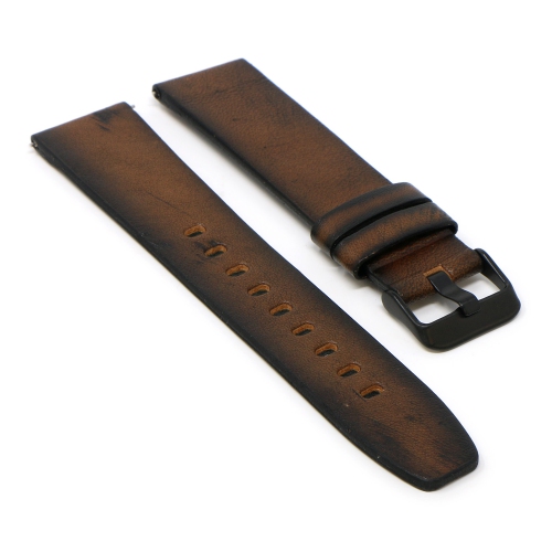 STRAPSCO  Antique Leather Watch Band Strap for Fitbit Versa & Versa 2 - Medium-Long - In Brown