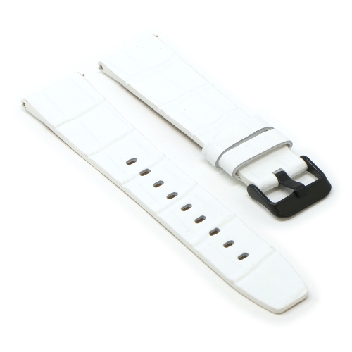 STRAPSCO  Crocodile Croc Leather Watch Band Strap for Fitbit Versa & Versa 2 - Short-Medium - (Black Buckle) In White