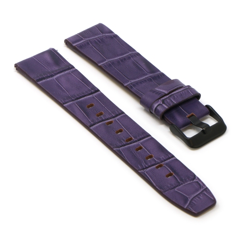 STRAPSCO  Crocodile Croc Leather Watch Band Strap for Fitbit Versa & Versa 2 - Short-Medium - (Black Buckle) In Purple