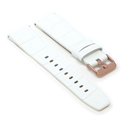 StrapsCo Crocodile Croc Leather Watch Band Strap for Fitbit Versa & Versa 2 - Short-Medium - White