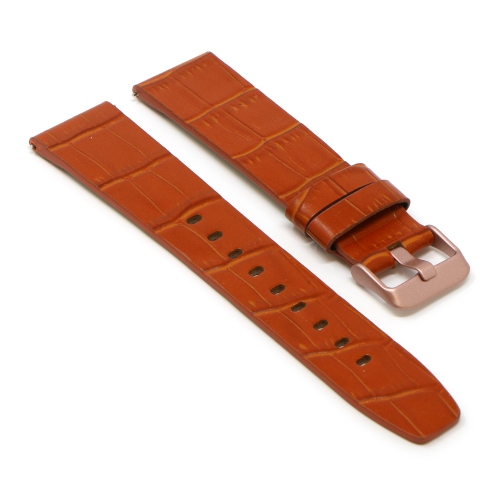 StrapsCo Crocodile Croc Leather Watch Band Strap for Fitbit Versa & Versa 2 - Short-Medium - Tan