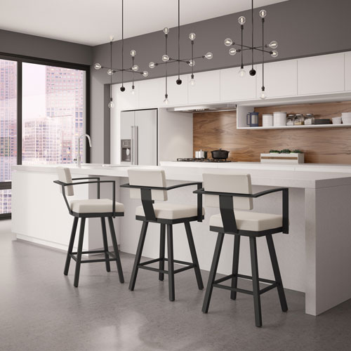 Akers Modern Bar Height Barstool - Cream/Black