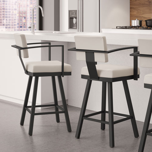 Akers Modern Counter Height Barstool - Cream/Black