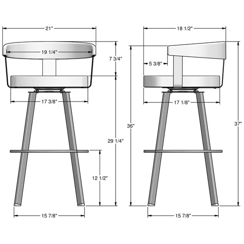 Tabouret de bar contemporain à hauteur de bar Lars - Gris/Noir/Brun