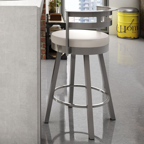 Render Contemporary Counter Height Barstool - Cream/Glossy Grey
