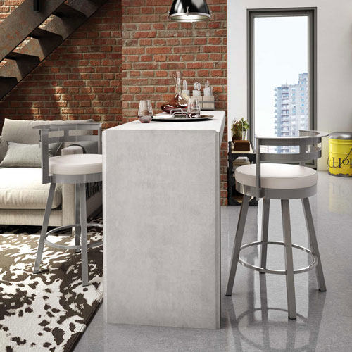 Render Contemporary Counter Height Barstool - Cream/Glossy Grey