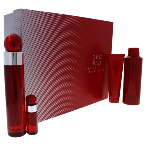 Perry Ellis 360 Red by Perry Ellis Gift Set - 3.4 oz EDT SP + 0.25 oz EDT SP + 6.8 oz Body SP + 3 oz Shower Gel