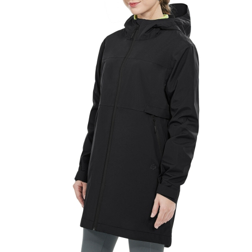 Goplus Women's Wind & Waterproof Trench Rain Jacket Hooded Commuter Jacket Windbreaker Black