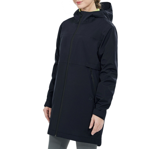 Goplus Women's Wind & Waterproof Trench Rain Jacket Hooded Commuter Jacket Windbreaker Navy