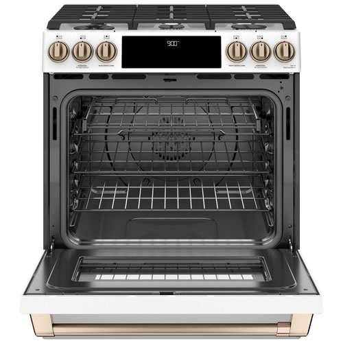 Café 30" 5.7 Cu. Ft. True Convection 6-Burner Slide-In Gas Range - Matte White