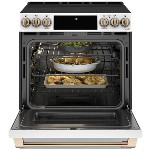 Café 30" Self-Clean True Convection 5-Element Slide-In Smooth Top Electric Range -White
